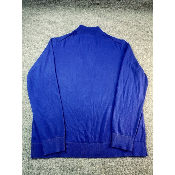 Forte Cashmere Brand Sweater Womens XL Blue Silk Cotton Cashmere 1/4 Zip Neck - Picture 2 of 11